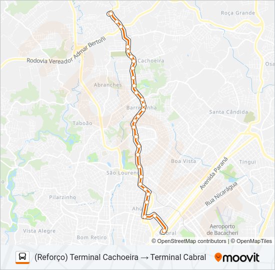 Mapa da linha A18 TAMANDARÉ / CABRAL de ônibus