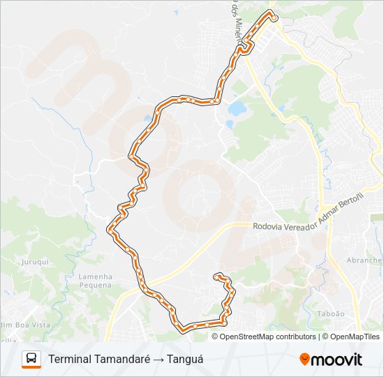 Mapa da linha A22 TANGUÁ / TAMANDARÉ de ônibus
