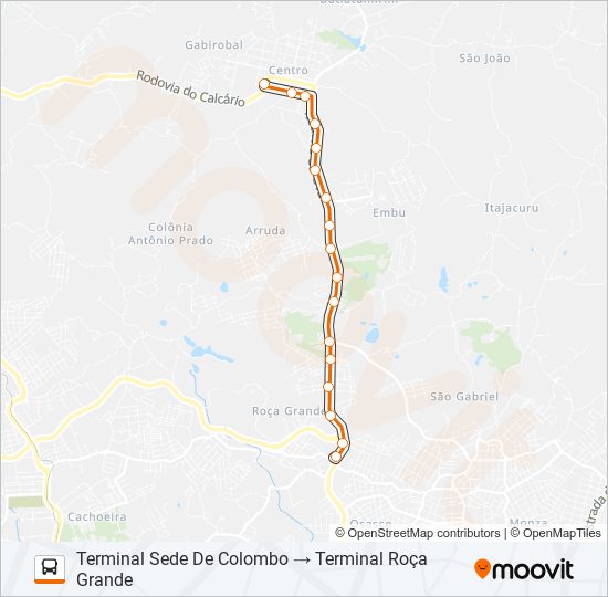 Mapa da linha S19 SEDE / ROÇA GRANDE de ônibus