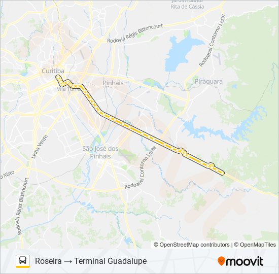 Mapa da linha E78 ROSEIRA / GUADALUPE de ônibus