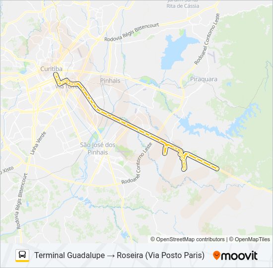 Mapa da linha E78 ROSEIRA / GUADALUPE de ônibus