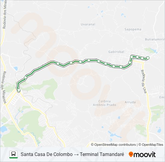 Mapa da linha I91 TAMANDARÉ / COLOMBO de ônibus