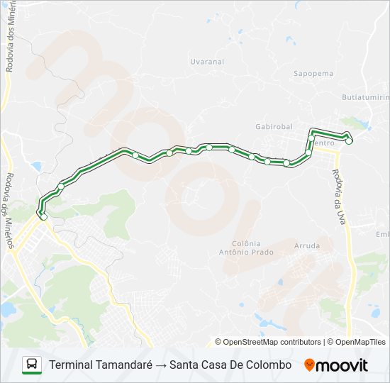 Mapa da linha I91 TAMANDARÉ / COLOMBO de ônibus