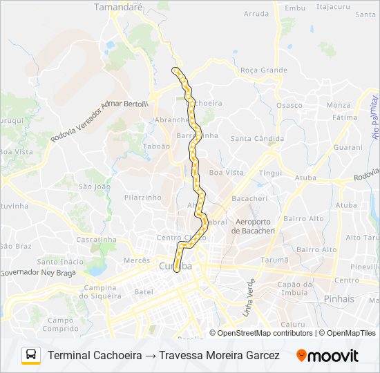 A01 CACHOEIRA / CURITIBA bus Line Map