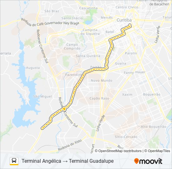 Mapa da linha H97 ANGÉLICA / GUADALUPE de ônibus