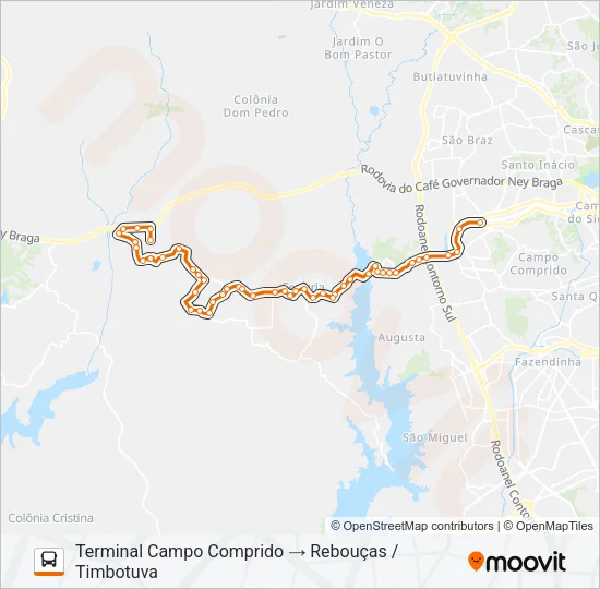 Mapa de J12 REBOUÇAS / TIMBOTUVA de autobús