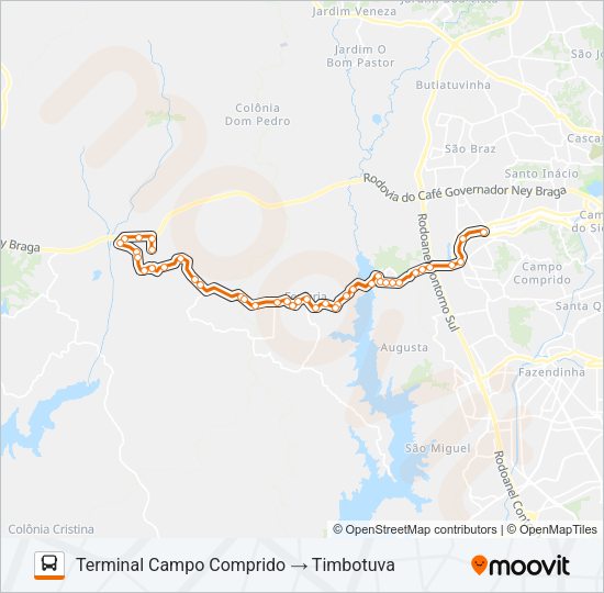 Mapa da linha J12 REBOUÇAS / TIMBOTUVA de ônibus