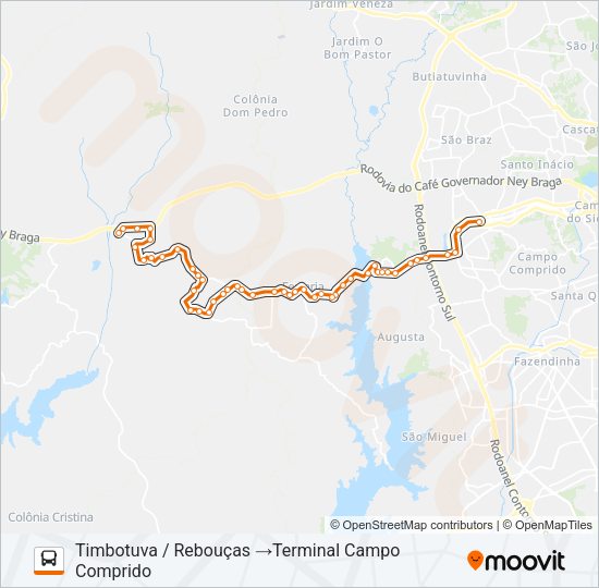 J12 REBOUÇAS / TIMBOTUVA Bus Line Map
