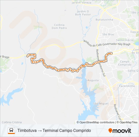 Mapa da linha J12 REBOUÇAS / TIMBOTUVA de ônibus