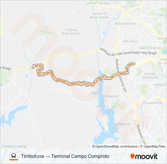 J12 REBOUÇAS / TIMBOTUVA Bus Line Map