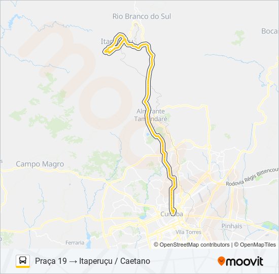 Mapa da linha K71 ITAPERUÇU / PRAÇA 19 de ônibus