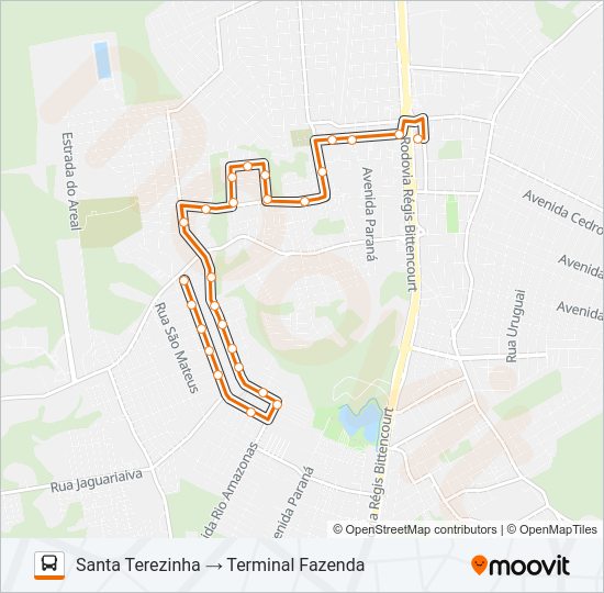 Mapa da linha F26 SANTA TEREZINHA / IPÊ de ônibus