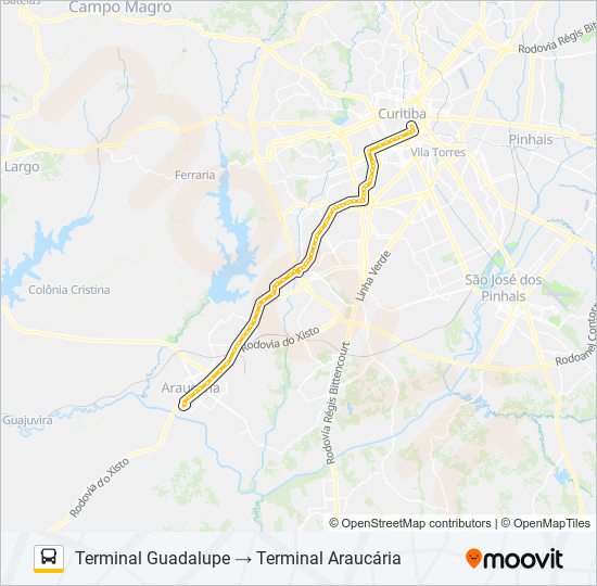 Mapa de H01 ARAUCÁRIA / GUADALUPE de autobús