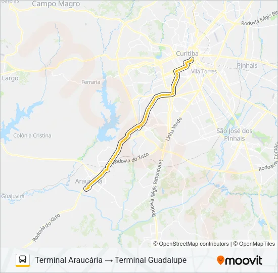H01 ARAUCÁRIA / GUADALUPE Bus Line Map