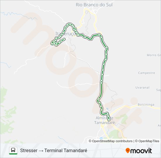 Mapa da linha K11 ITAPERUÇU / TAMANDARÉ de ônibus