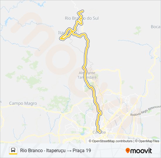 Mapa da linha L71 RIO BRANCO / PRAÇA 19 de ônibus