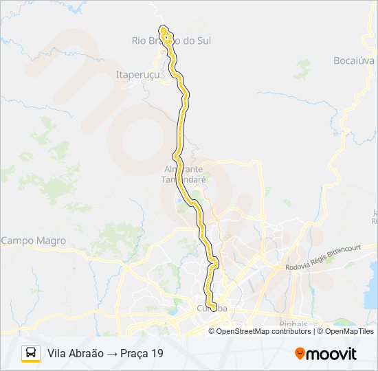 Mapa da linha L71 RIO BRANCO / PRAÇA 19 de ônibus