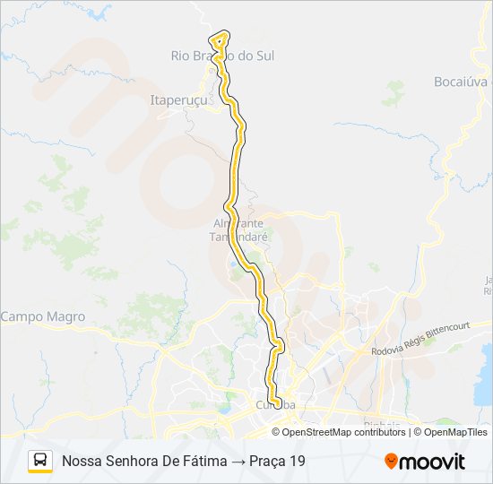 Mapa da linha L71 RIO BRANCO / PRAÇA 19 de ônibus