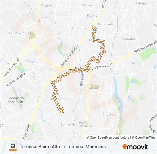 B25 MARACANÃ / BAIRRO ALTO Bus Line Map