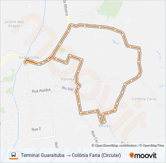 Mapa de B90 PALOMA / COLONIA FARIA de autobús