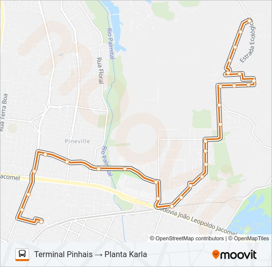 Mapa da linha C22 PLANTA KARLA / PIO XII de ônibus