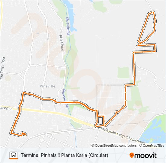 Mapa da linha C22 PLANTA KARLA / PIO XII de ônibus