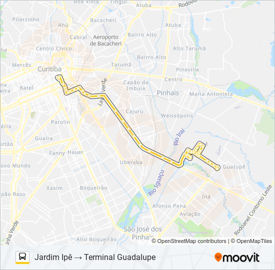 Mapa da linha E71 JARDIM IPÊ / GUADALUPE de ônibus