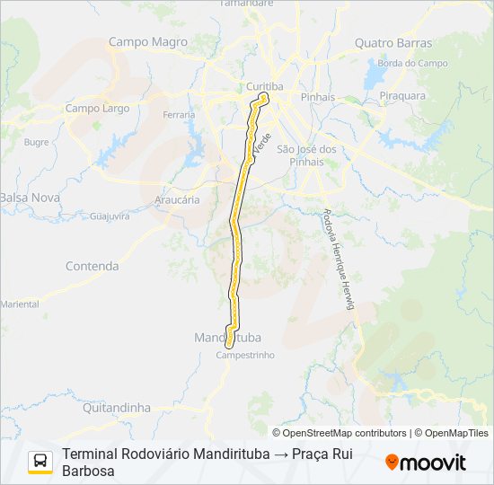 Mapa de G71 MANDIRITUBA / CURITIBA de autobús