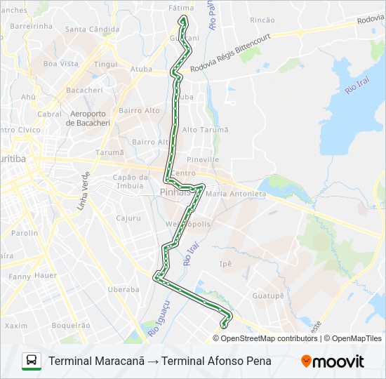 Mapa da linha I20 MARACANÃ / AFONSO PENA de ônibus