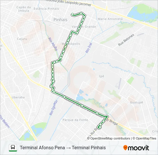 I20 MARACANÃ / AFONSO PENA Bus Line Map