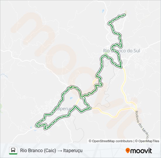 Mapa da linha I71 ITAPERUÇU / RIO BRANCO de ônibus