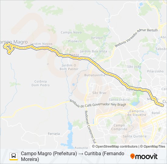 Mapa de P01 CAMPO MAGRO / CURITIBA de autobús