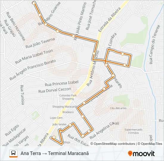 B15 ANA TERRA (VIA ADRIANE) Bus Line Map