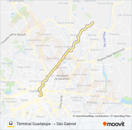Mapa da linha B78 SÃO GABRIEL / GUADALUPE de ônibus