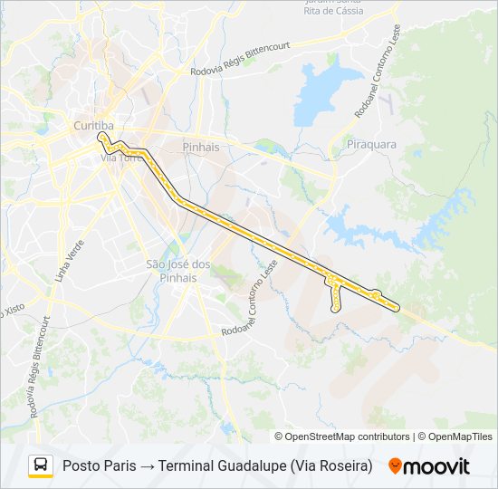 Mapa da linha E76 POSTO PARIS / GUADALUPE de ônibus