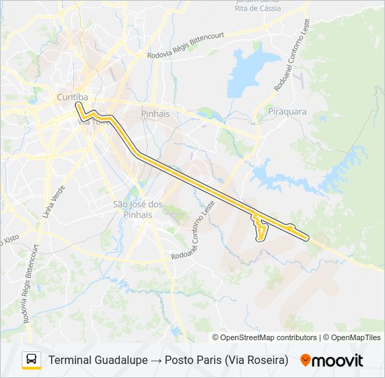 Mapa da linha E76 POSTO PARIS / GUADALUPE de ônibus