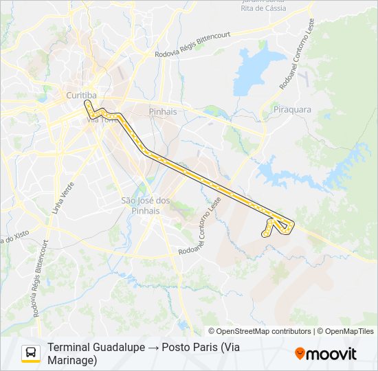 Mapa da linha E76 POSTO PARIS / GUADALUPE de ônibus
