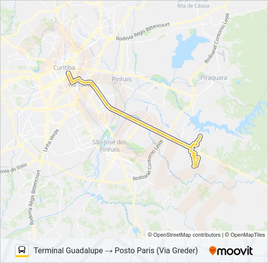 Mapa da linha E76 POSTO PARIS / GUADALUPE de ônibus