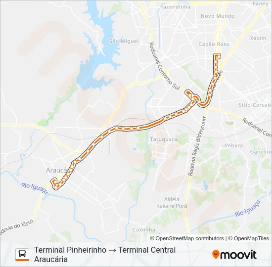 H11 ARAUCÁRIA / PINHEIRINHO Bus Line Map