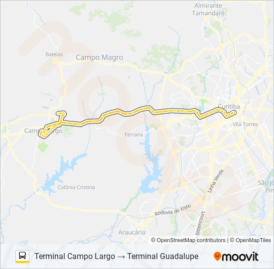 Mapa de J62 CAMPO LARGO / GUADALUPE de autobús