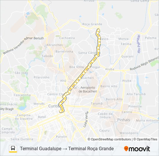 Mapa da linha S01 ROÇA GRANDE / GUADALUPE de ônibus