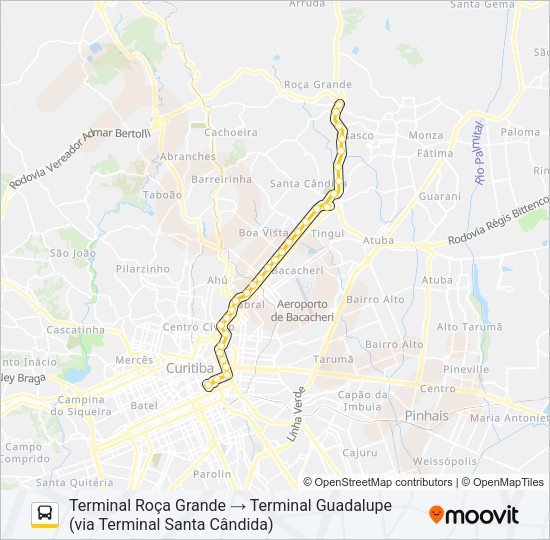Mapa da linha S01 ROÇA GRANDE / GUADALUPE de ônibus