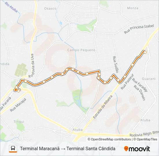 B11 MARACANÃ / SANTA CÂNDIDA Bus Line Map