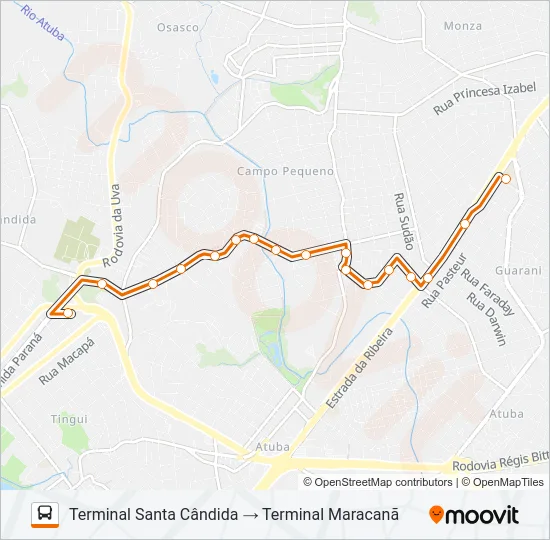 B11 MARACANÃ / SANTA CÂNDIDA Bus Line Map