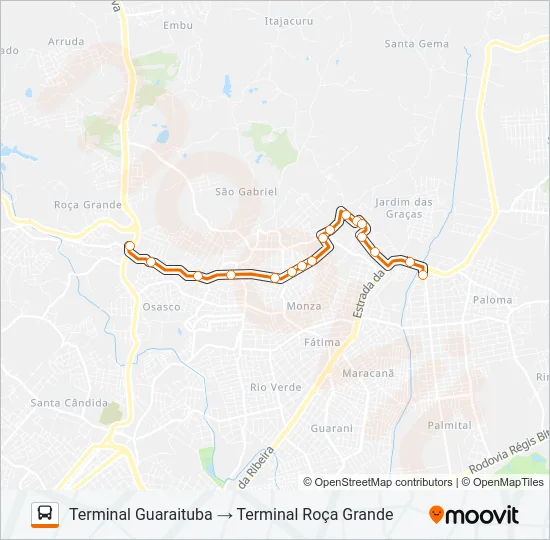 S11 ROÇA GRANDE / GUARAITUBA Bus Line Map