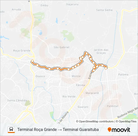 S11 ROÇA GRANDE / GUARAITUBA Bus Line Map