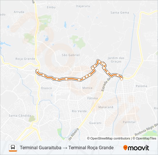 Mapa de S11 ROÇA GRANDE / GUARAITUBA de autobús