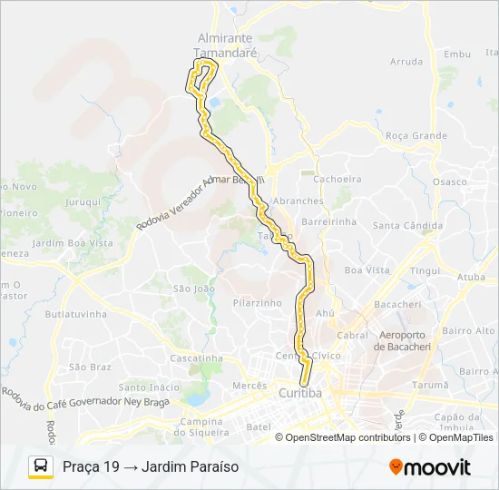 A72 JARDIM PARAÍSO / PRAÇA 19 Bus Line Map