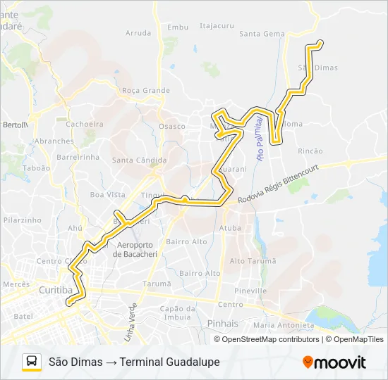 B69 MAD. CURITIBA / SÃO DIMAS Bus Line Map
