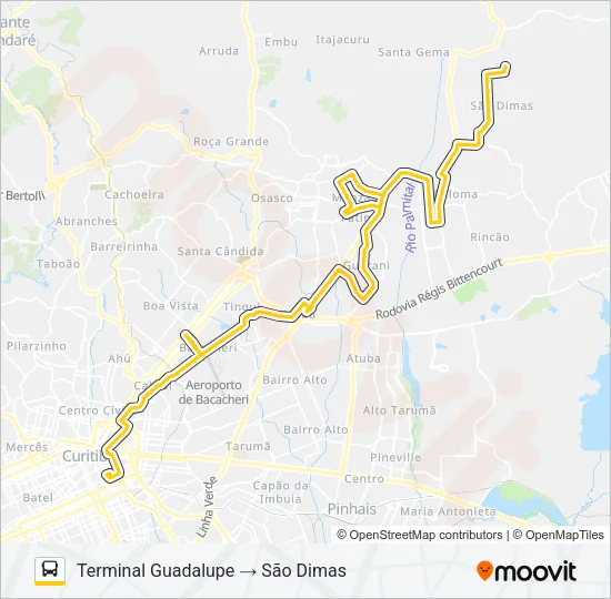 B69 MAD. CURITIBA / SÃO DIMAS Bus Line Map